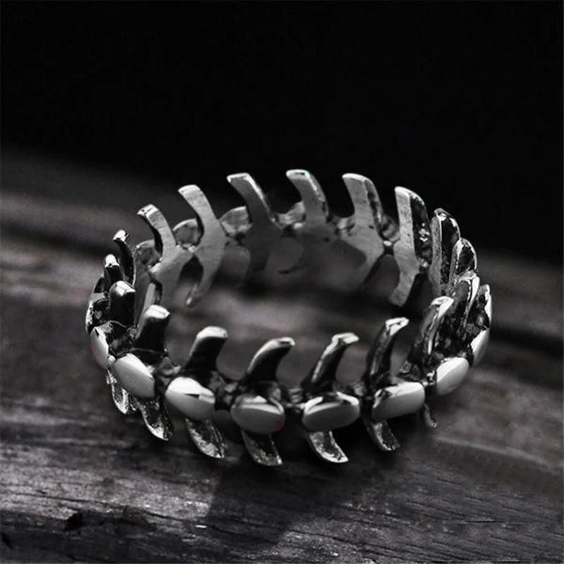 Cool Punk Stainless Steel Fishbone Ring For Man Vintage Style Classic Rvs Wedding Band Casual Sport Sieraden Boyfriend Gift