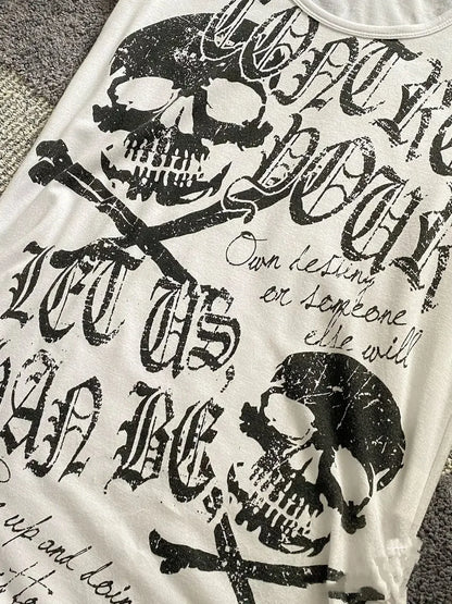 2025 Punk Gothic Grunge T-shirt Vintage Print Short Sleeve Women's Emo Tops Y2K Emo Aesthetic Sexy Streetwear Tees Casual New