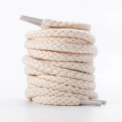 1 Pair Round Shoe Laces Linen Weave Cotton Shoelaces For Sneakers Canvas Shoes Accessories Wear-resistant Shoelace Shoestring