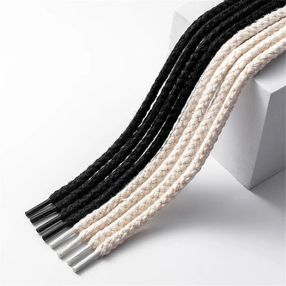 1 Pair Round Shoe Laces Linen Weave Cotton Shoelaces For Sneakers Canvas Shoes Accessories Wear-resistant Shoelace Shoestring