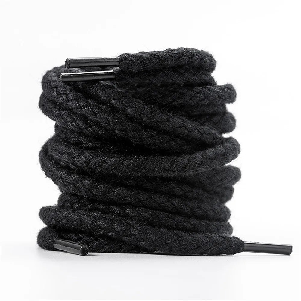 1 Pair Round Shoe Laces Linen Weave Cotton Shoelaces For Sneakers Canvas Shoes Accessories Wear-resistant Shoelace Shoestring