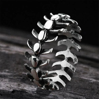 Cool Punk Stainless Steel Fishbone Ring For Man Vintage Style Classic Rvs Wedding Band Casual Sport Sieraden Boyfriend Gift