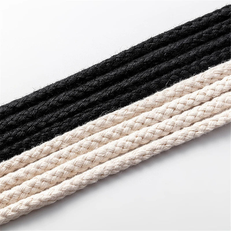 1 Pair Round Shoe Laces Linen Weave Cotton Shoelaces For Sneakers Canvas Shoes Accessories Wear-resistant Shoelace Shoestring