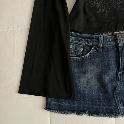 American retro cute Harajuku Emo sweet and spicy slim fit women's white casual T-shirt Gothic street long sleeved top Emo girl