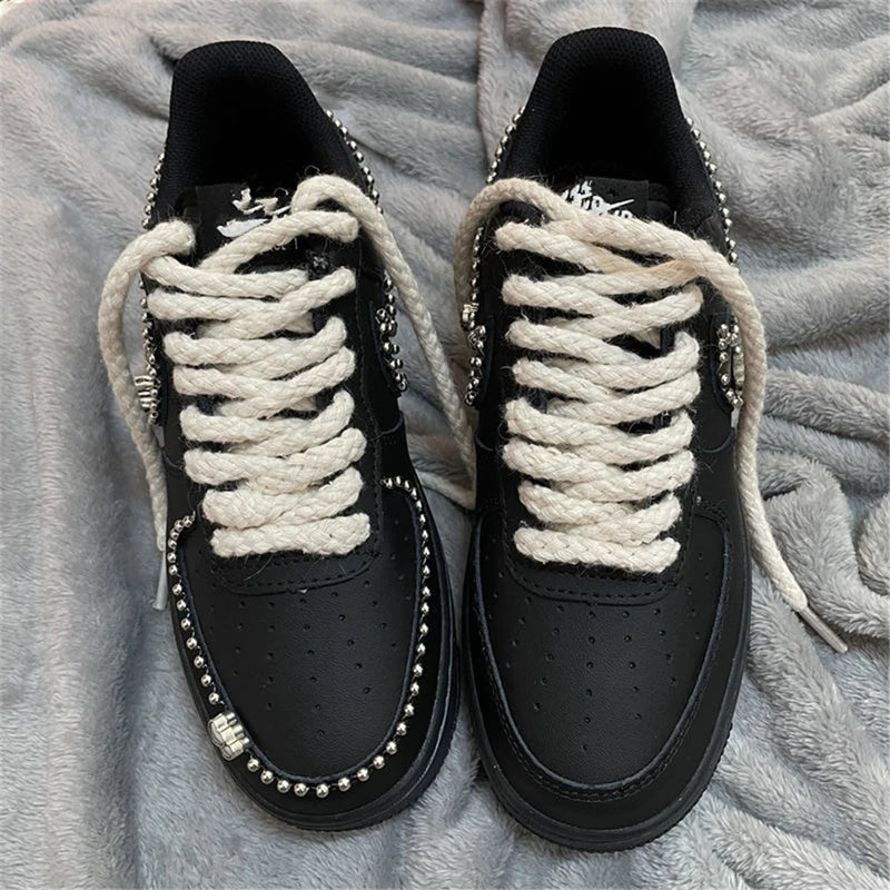 1 Pair Round Shoe Laces Linen Weave Cotton Shoelaces For Sneakers Canvas Shoes Accessories Wear-resistant Shoelace Shoestring